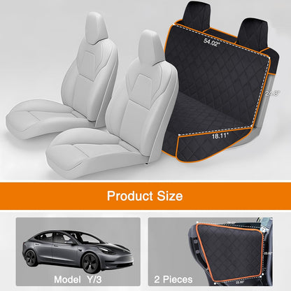 Dog Seat Cover Compatible with Tesla Model Y 2020–2026, Custom Fit Waterproof Back Seat Protector with 2 Door Covers, Nonslip Bench Cover, Middle Seat Belt Access, Machine Washable, Black