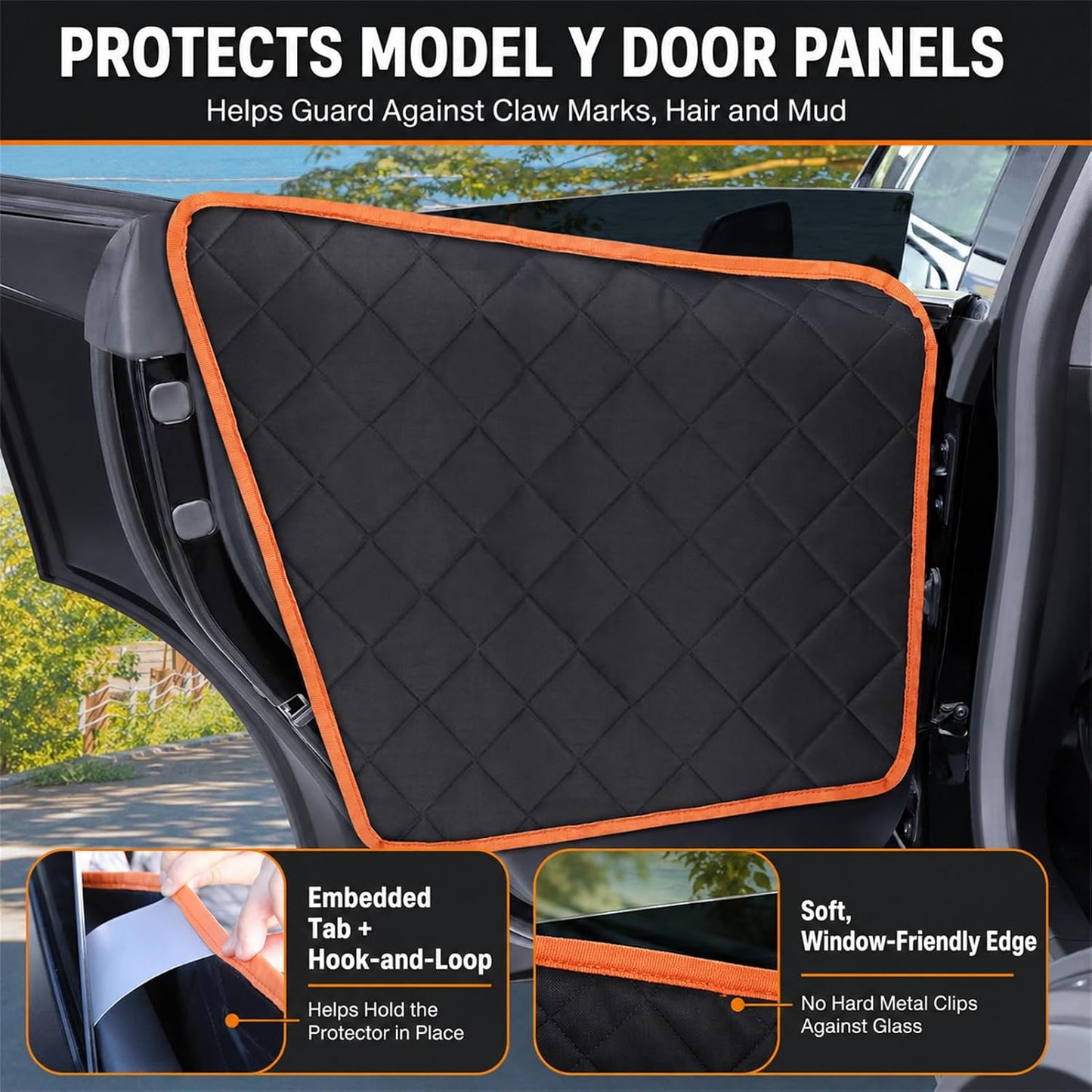 Dog Seat Cover Compatible with Tesla Model Y 2020–2026, Custom Fit Waterproof Back Seat Protector with 2 Door Covers, Nonslip Bench Cover, Middle Seat Belt Access, Machine Washable, Black