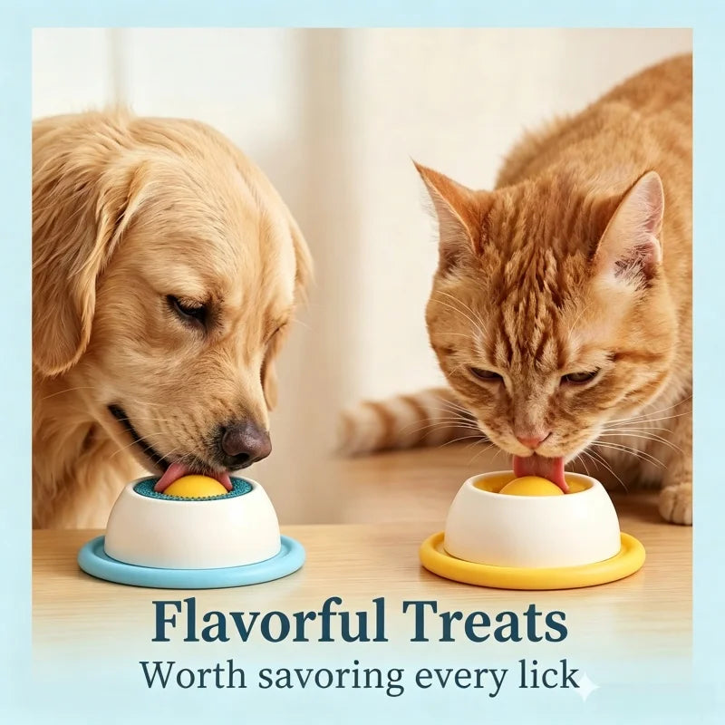 Interactive Treat Puzzle Lick Ball Slow Feeder Bowl for Dogs Cats Anxiety Relief Enrichment Toy Tongue Cleaning Design
