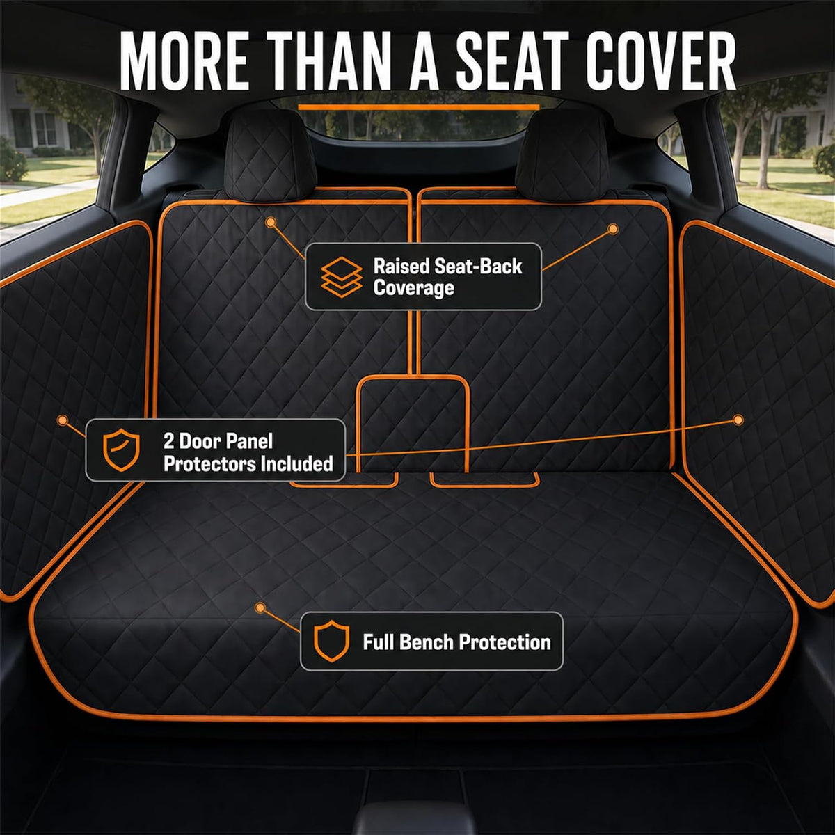 Dog Seat Cover Compatible with Tesla Model Y 2020–2026, Custom Fit Waterproof Back Seat Protector with 2 Door Covers, Nonslip Bench Cover, Middle Seat Belt Access, Machine Washable, Black