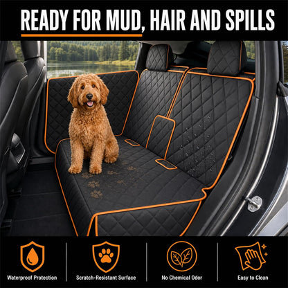 Dog Seat Cover Compatible with Tesla Model Y 2020–2026, Custom Fit Waterproof Back Seat Protector with 2 Door Covers, Nonslip Bench Cover, Middle Seat Belt Access, Machine Washable, Black