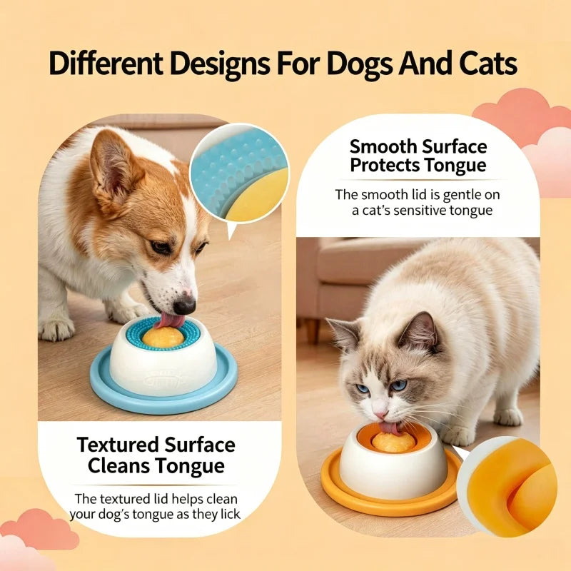 Interactive Treat Puzzle Lick Ball Slow Feeder Bowl for Dogs Cats Anxiety Relief Enrichment Toy Tongue Cleaning Design