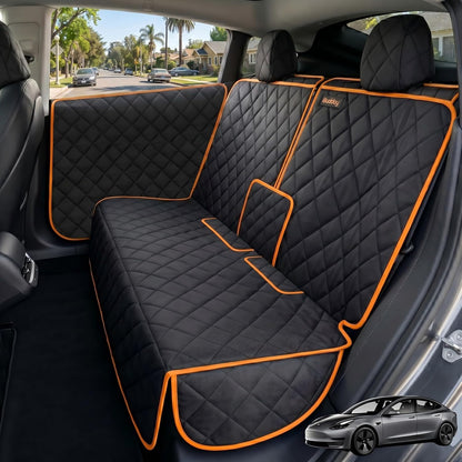 Dog Seat Cover Compatible with Tesla Model Y 2020–2026, Custom Fit Waterproof Back Seat Protector with 2 Door Covers, Nonslip Bench Cover, Middle Seat Belt Access, Machine Washable, Black