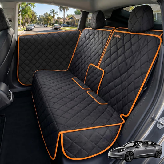 Dog Seat Cover Compatible with Tesla Model Y 2020–2026, Custom Fit Waterproof Back Seat Protector with 2 Door Covers, Nonslip Bench Cover, Middle Seat Belt Access, Machine Washable, Black