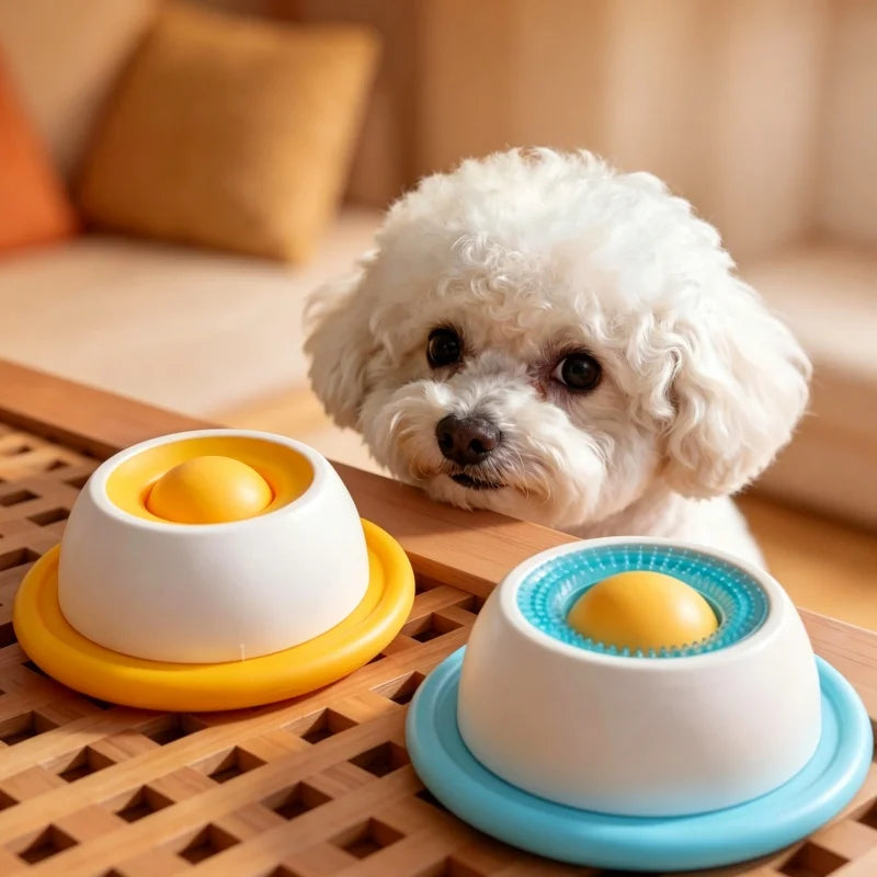 Interactive Treat Puzzle Lick Ball Slow Feeder Bowl for Dogs Cats Anxiety Relief Enrichment Toy Tongue Cleaning Design
