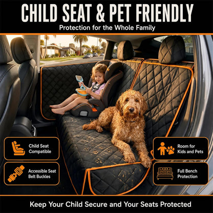 Dog Seat Cover Compatible with Tesla Model Y 2020–2026, Custom Fit Waterproof Back Seat Protector with 2 Door Covers, Nonslip Bench Cover, Middle Seat Belt Access, Machine Washable, Black
